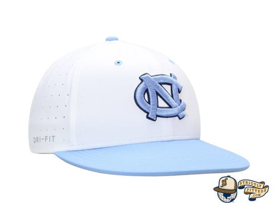 North Carolina Tar Heels Aerobill Performance True White Fitted Hat by Nike side