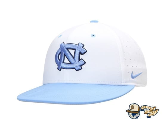 North Carolina Tar Heels Aerobill Performance True White Fitted Hat by Nike check side