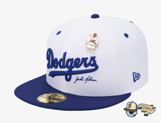 Jackie Robinson LA Dodgers 59Fifty Fitted Cap by MLB x New Era white flag side