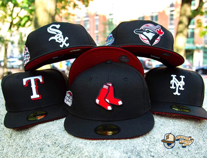red fitted hats