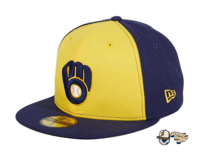 Milwaukee Brewers Alternate Navy Gold 59Fifty Fitted Hat by MLB x New Era