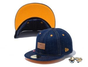 Denim Leather Patch 59Fifty Fitted Cap by New Era Denim Leather Patch 59Fifty Fitted Cap by New Era