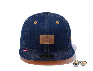 Denim Leather Patch 59Fifty Fitted Cap by New Era Front Denim Leather Patch 59Fifty Fitted Cap by New Era Front
