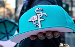 Flamingos Teal Pink 59Fifty Fitted Hat by The Clink Room x New Era