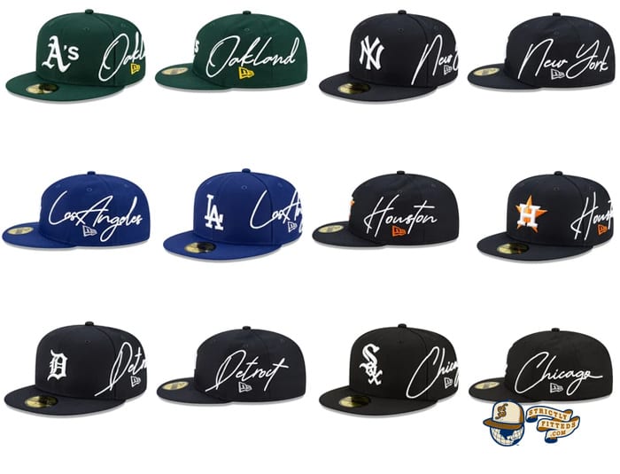 MLB Cursive 59Fifty Fitted Cap Collection by MLB x New Era