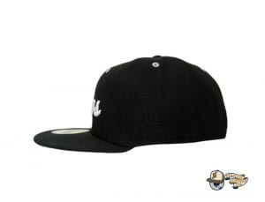 Cursive Black White Silver 59Fifty Fitted Cap by Leaders 1354 x New Era Left