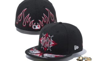 New York Yankees Pinstripes Black Radiant Red 59Fifty Fitted Cap by MLB x New Era
