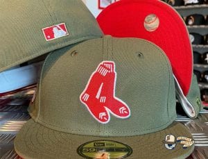 Boston Red Sox Olive Red 59Fifty Fitted Cap by MLB x New Era