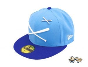 Crossed Bats Logo Don't Touch My Cap Sky Blue 59Fifty Fitted Hat by JustFitteds x New Era Front