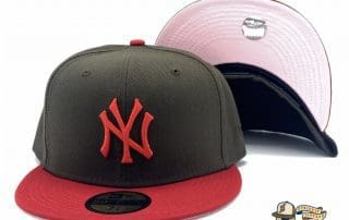 New York Yankees Walnut Scarlet Pink 59Fifty Fitted Hat by MLB x New Era
