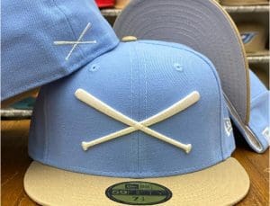 Crossed Bats Logo Sky Blue 59Fifty Fitted Hat by JustFitteds x New Era Front