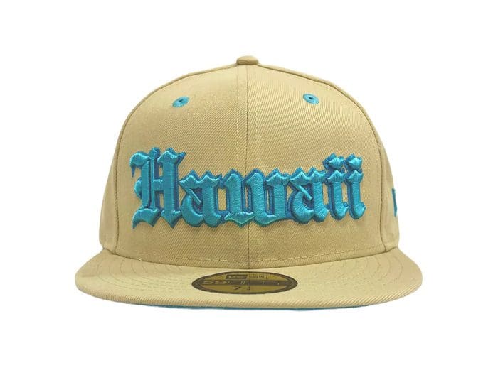 Hawaii Vegas Gold Teal 59Fifty Fitted Hat by 808allday x New Era