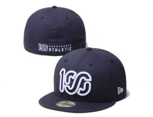 ONEHUNDRED ATHLETIC 100 Logo 59Fifty Fitted Hat by ONEHUNDRED ATHLETIC x New Era Navy