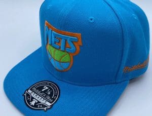 Brooklyn Nets Blue Mystery Van Fitted Hat by NBA x Mitchell And Ness Front