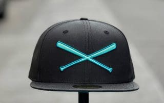 Crossed Bats Logo Black Teal 59Fifty Fitted Hat by JustFitteds x New Era
