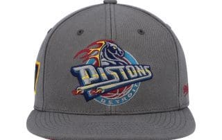Detroit Pistons 50th Anniversary Carbon Cabernet Fitted Hat by NBA x Mitchell And Ness