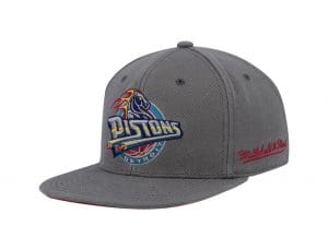 Detroit Pistons 50th Anniversary Carbon Cabernet Fitted Hat by NBA x Mitchell And Ness Left