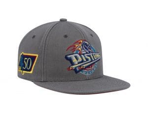 Detroit Pistons 50th Anniversary Carbon Cabernet Fitted Hat by NBA x Mitchell And Ness Right