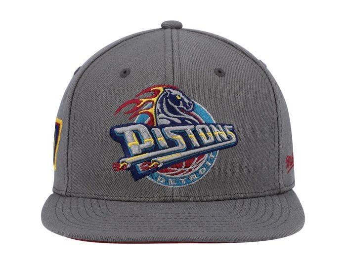 Detroit Pistons 50th Anniversary Carbon Cabernet Fitted Hat by NBA x Mitchell And Ness