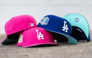 Los Angeles Dodgers Anniversary Blue Pink 59Fifty Fitted Hat Collection by MLB x New Era