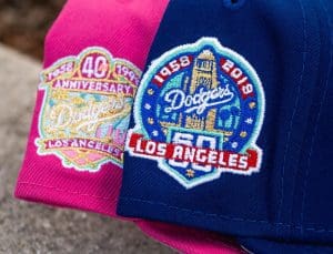 Los Angeles Dodgers Anniversary Blue Pink 59Fifty Fitted Hat Collection by MLB x New Era Patch