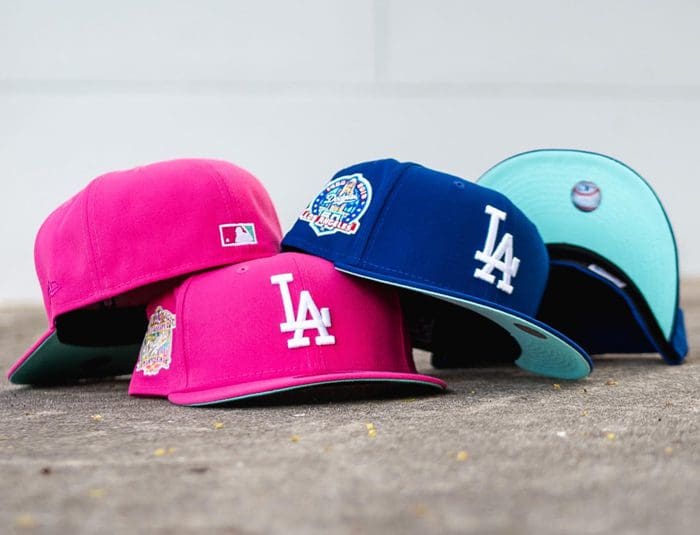 Los Angeles Dodgers Anniversary Blue Pink 59Fifty Fitted Hat Collection by MLB x New Era