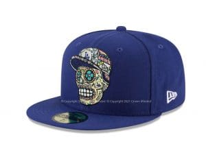 Los Angeles Dodgers Skull Black Blue 59Fifty Fitted Hat by MLB x New Era Left