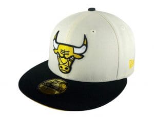 Chicago Bulls Chrome Black Gold 59Fifty Fitted Hat by NBA x New Era Front