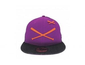 Crossed Bats Logo Trucker Grape Black 59Fifty Fitted Hat by JustFitteds x New Era Front