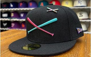 Crossed Bats Logo Pink Teal 59Fifty Fitted Hat by JustFitteds x New Era