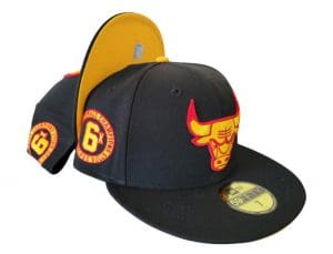 Chicago Bulls 6x Champs Black Yellow 59Fifty Fitted Hat by MLB x New Era Patch