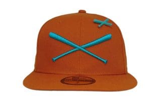 Crossed Bats Logo Rust Teal 59Fifty Fitted Hat by JustFitteds x New Era