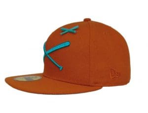 Crossed Bats Logo Rust Teal 59Fifty Fitted Hat by JustFitteds x New Era Left