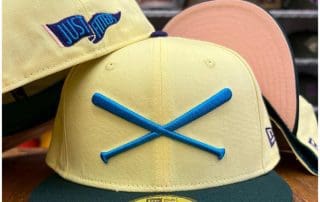 Crossed Bats Logo Soft Yellow 59Fifty Fitted Hat by JustFitteds x New Era