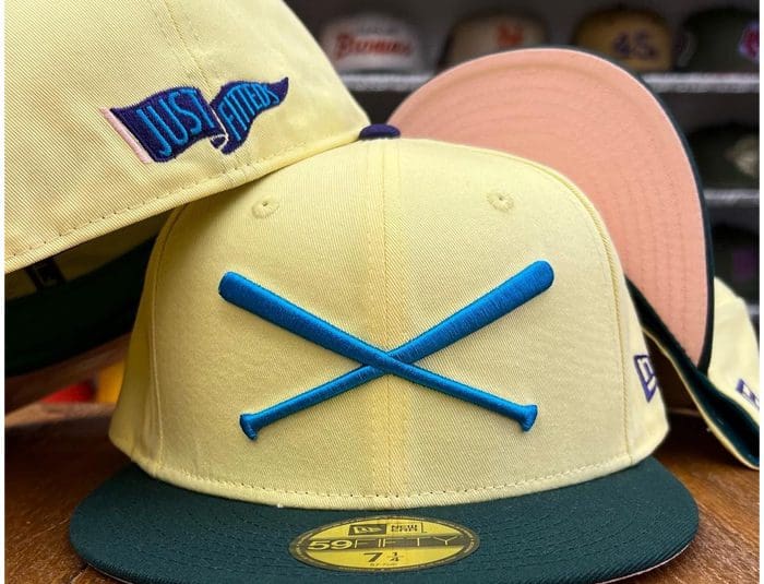 Crossed Bats Logo Soft Yellow 59Fifty Fitted Hat by JustFitteds x New Era
