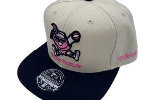 Denver Nuggets Cream Pink Fitted Hat by NBA x Mitchell And Ness