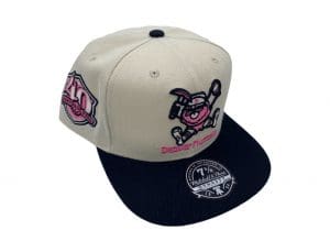 Denver Nuggets Cream Pink Fitted Hat by NBA x Mitchell And Ness Front
