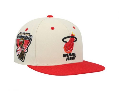 Miami Heat 2012 NBA Champions Cream Fitted Hat by NBA x Mitchell And Ness