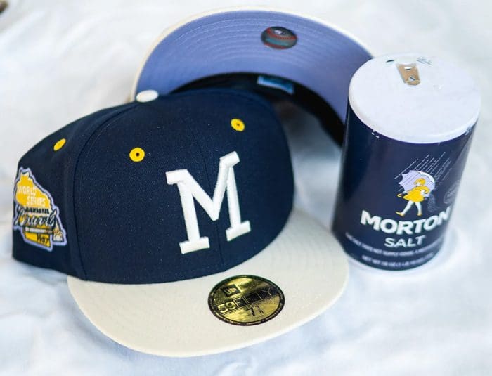 Milwaukee Braves 1957 World Series Morton Salt Lavender 59Fifty Fitted Hat by MLB x New Era
