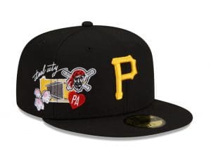 Pittsburgh Pirates City Patch Black Grey 59Fifty Fitted Hat by MLB x New Era Right