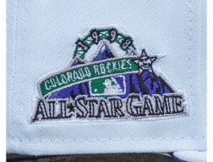 Colorado Rockies MLB All-Star Game 1998 Optic White Purple 59Fifty Fitted Hat by MLB x New Era Patch