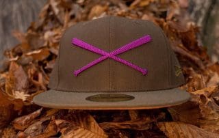 Crossed Bats Logo Purple Chainstitch Walnut Brown 59Fifty Fitted Hat by JustFitteds x New Era
