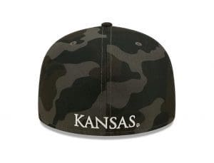 Kansas Jayhawks Black Camo 59Fifty Fitted Hat by NCAA x New Era Back