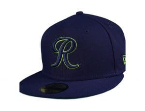 Tacoma Rainiers Navy Lime 59Fifty Fitted Hat by MLB x New Era Front