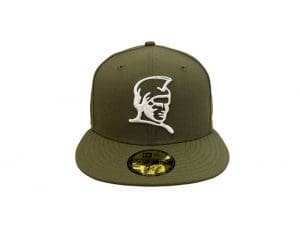 Kamehameha Olive White 59Fifty Fitted Hat by Fitted Hawaii x New Era Front