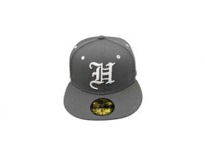 H Pride Storm Gray White 59Fifty Fitted Hat by Fitted Hawaii x New Era Front