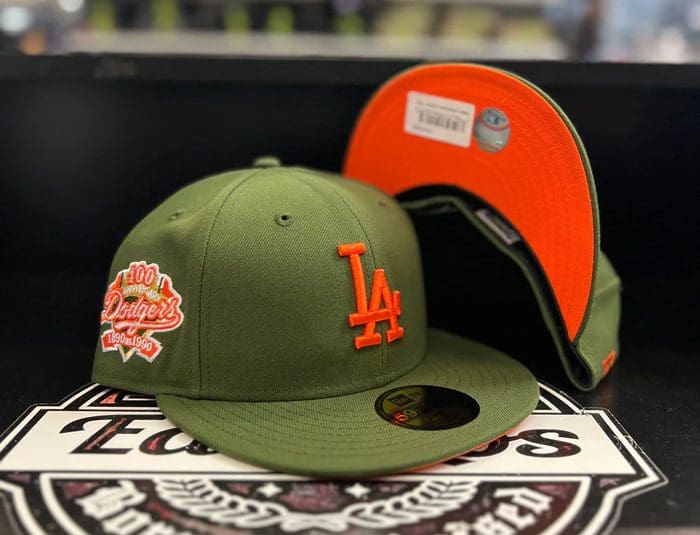 Los Angeles Dodgers 100th Anniversary Rifle Green 59Fifty Fitted Hat by MLB x New Era
