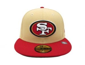 San Francisco 49ers Vegas Gold Scarlet 59Fifty Fitted Hat by NFL x New Era Front