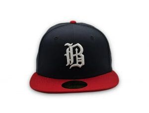 Birmingham Barons VFTV 2T Navy Red 59Fifty Fitted Hat by MiLB x New Era Front