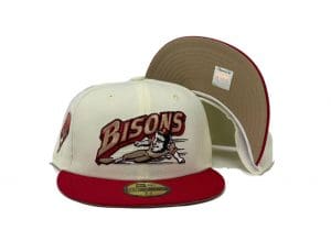 Buffalo Bisons International League Off-white Red 59Fifty Fitted Hat by MiLB x New Era Front
